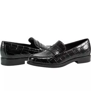 Marc Fisher Women’s Ilithia Loafer Size 8 Black Croco Slip On NEW